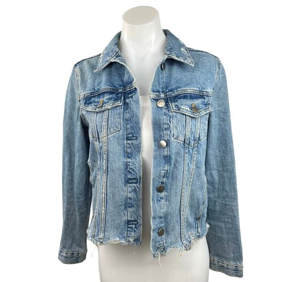 Zara Authentic Denim By TRF Blue Long Sleeve Collared Denim Trucker Jacket Sz S - Picture 1 of 4